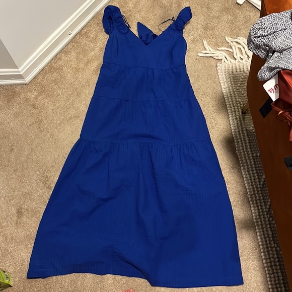 Blue midi linen dress - Picture 3 of 4